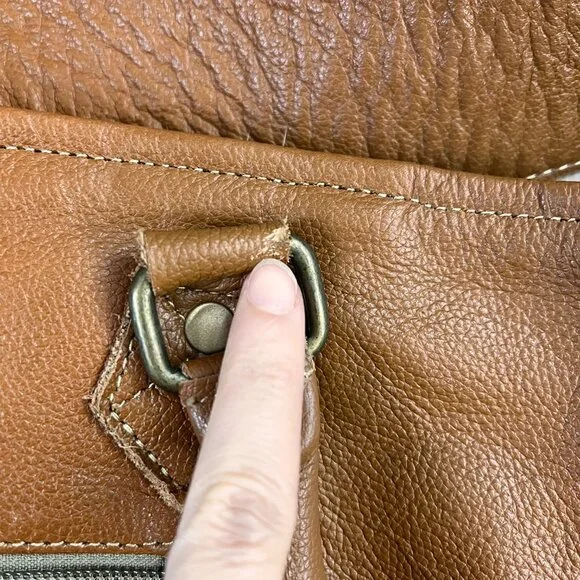 Myra Bag Brown Cow Hide Leather Turquoise Boho Western Large Crossbody Tote - Picture 14 of 14